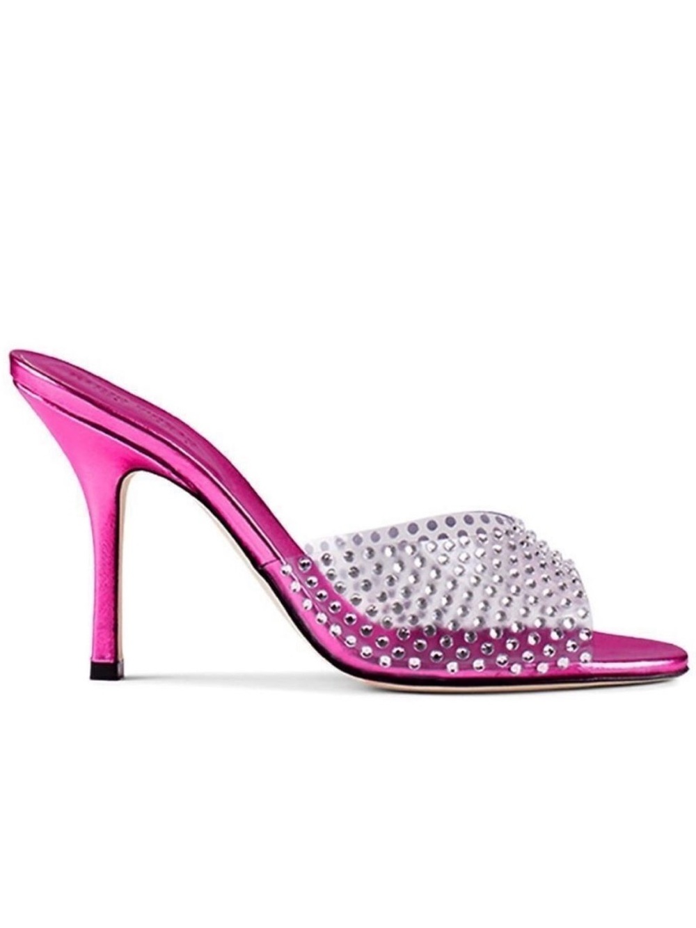 NWT: Paris Texas Holly Penelope Pink Metallic Heeled Mule
